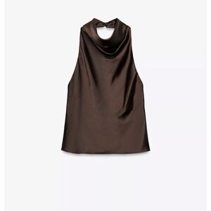 Zara Chocolate Brown Satin Blouse